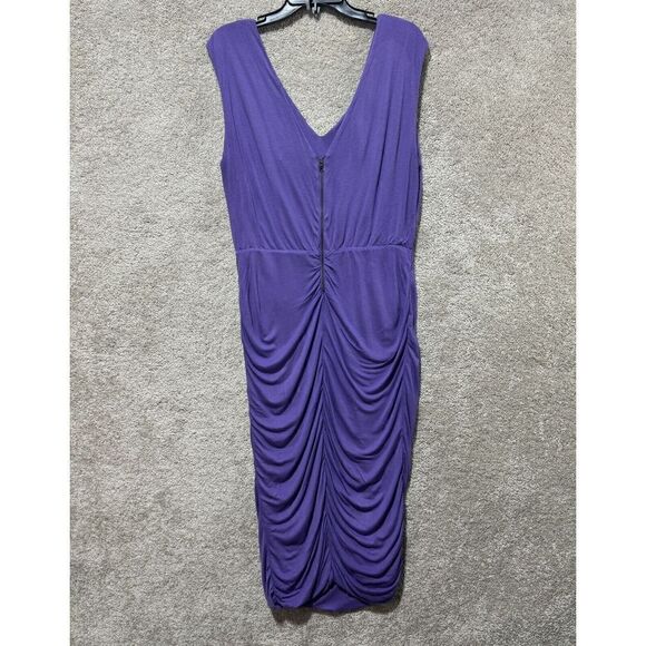 Alice + Olivia Sheath Dress Purple V Neck Women's Large Draped Zipper Back Rayon - Picture 12 of 12